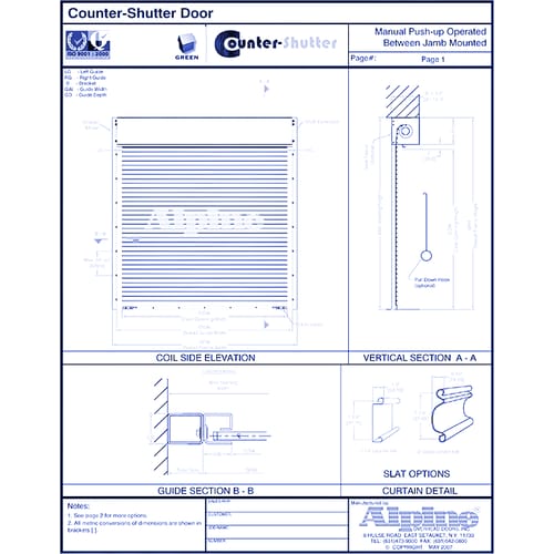 Counter Shutter™ Between Jamb Tube Mounted: Manual Push-Up Operation