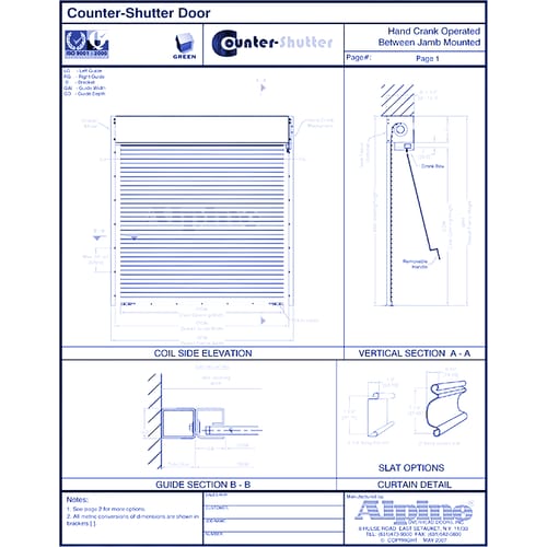 Counter Shutter™ Between Jamb Tube Mounted: Hand Crank Operation