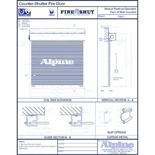 Fire-Shut® Face Mounted to Masonry: Manual Push-Up Operation