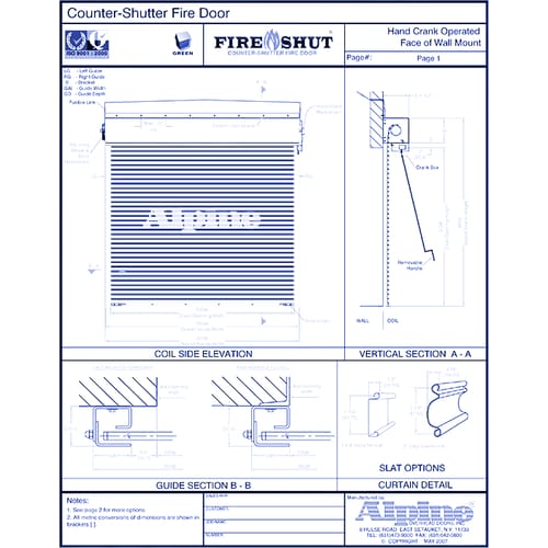 Fire-Shut® Face Mounted to Masonry: Hand Crank Operation