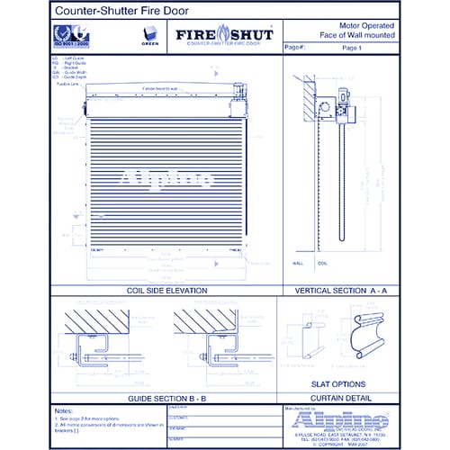 Fire-Shut® Face Mounted to Steel: Motor Operation