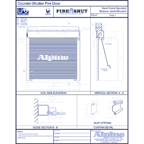 Fire-Shut® Between Tube Mounted: Hand Crank Operation