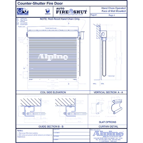 Auto Fire-Shut® Face Mounted to Masonry: Hand Chain Operation