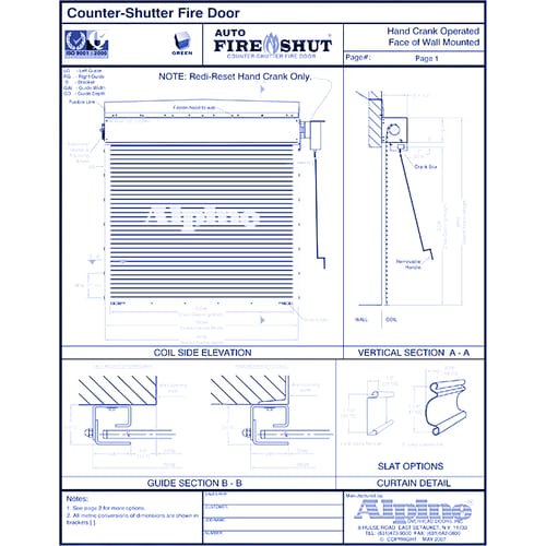 Auto Fire-Shut® Face Mounted to Masonry: Hand Crank Operation