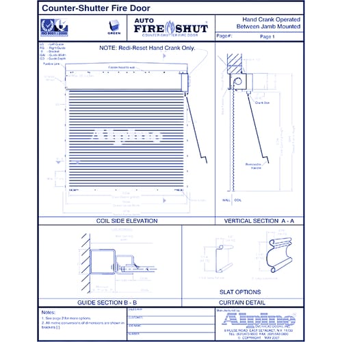 Auto Fire-Shut® Between Tube Mounted: Hand Crank Operation