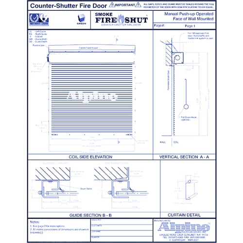 Smoke Fire-Shut® Face Mounted to Steel: Manual Push-Up Operation