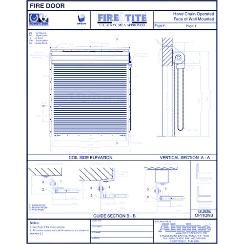 Fire-Tite® Face Mounted to Masonry: Hand Chain Operation