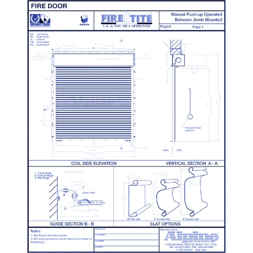 Fire-Tite® Between Jamb Mounted (Packout): Manual Push-Up Operation