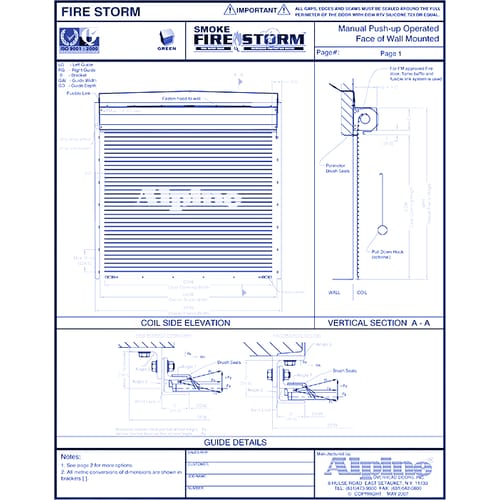Smoke Fire-Storm® Flat Face Mounted to Steel: Manual Push-Up Operation
