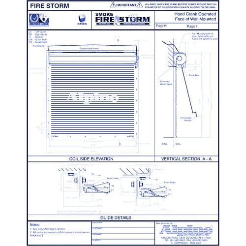 Smoke Fire-Storm® Flat Face Mounted to Steel: Hand Crank Operation
