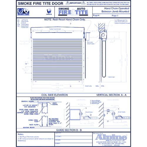 Auto Smoke Fire-Tite® Between Jamb Mounted (Packout): Hand Chain Operation