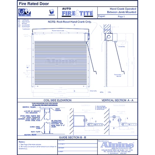 Auto Fire-Tite® Between Jamb Mounted (Packout): Hand Crank Operation