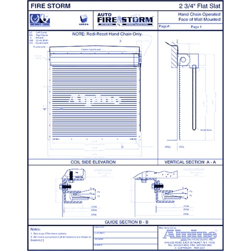 Auto Fire-Storm® Face Mounted to Steel: Hand Chain Operation