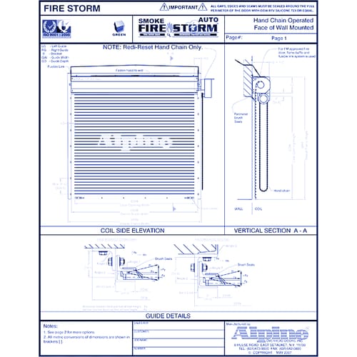 Auto Smoke Fire-Storm® Face Mounted to Steel: Hand Chain Operation
