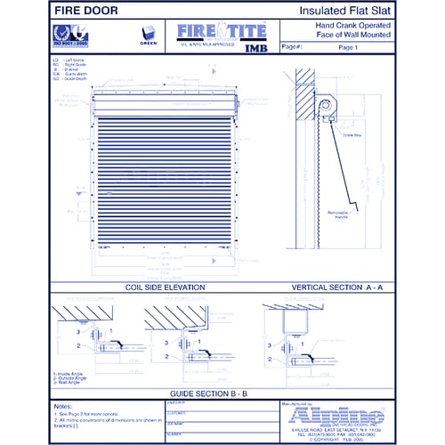 Fire-Tite® IMB Face Mounted to Masonry: Hand Crank Operation