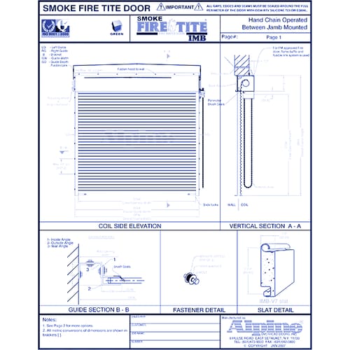 Smoke Fire-Tite® IMB Between Jamb Mounted (Packout): Hand Chain Operation