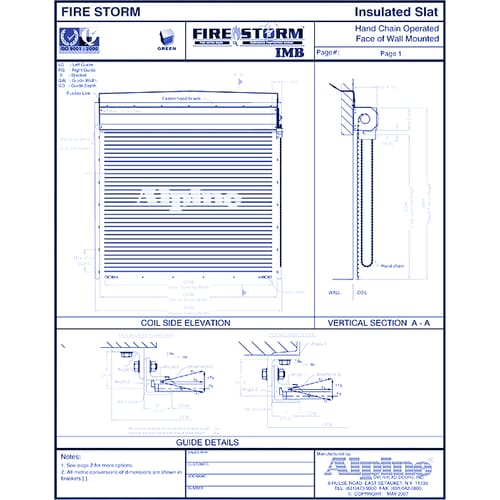 Fire-Storm® IMB Face Mounted to Masonry: Hand Chain Operation
