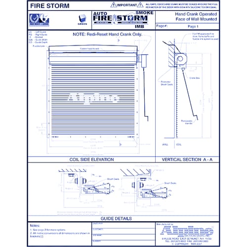 Auto Smoke Fire-Storm® IMB Face Mounted to Steel: Hand Crank Operation