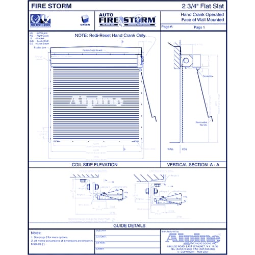 Auto Fire-Storm® IMB Face Mounted to Steel: Hand Crank Operation