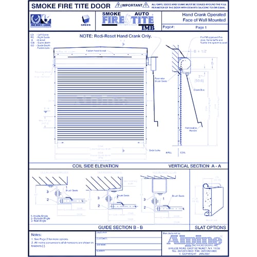 Auto Smoke Fire-Tite® IMB Face Mounted to Masonry: Hand Crank Operation