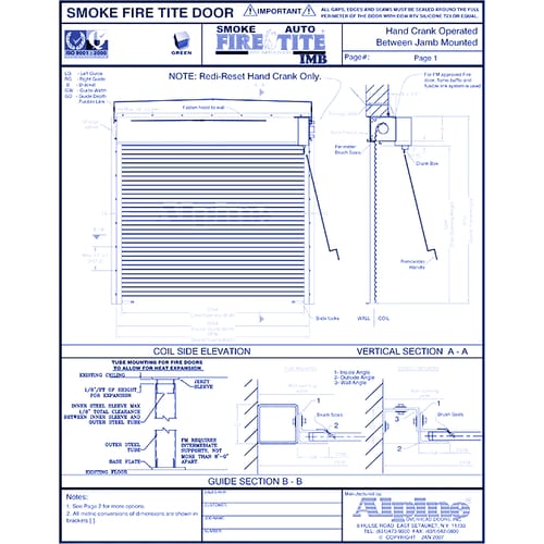 Auto Smoke Fire-Tite® IMB Between Jamb Mounted (Packout): Hand Crank Operation