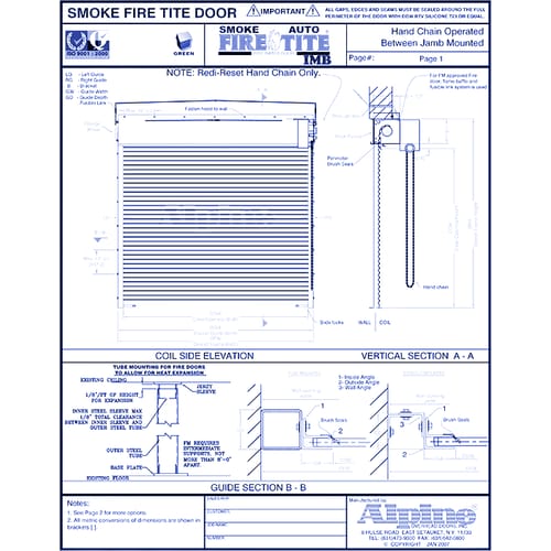 Auto Smoke Fire-Tite® IMB Between Tube Mounted: Hand Chain Operation