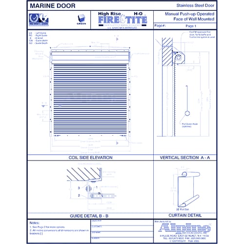High Rise H-O Fire-Tite® Face Mounted to Masonry: Manual Push-Up Operation