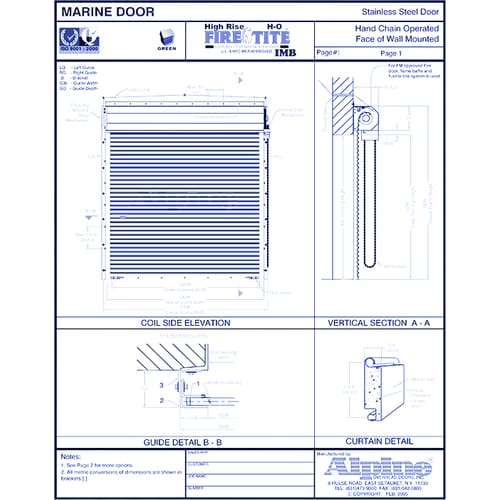 Auto High Rise H-O Fire-Tite® Face Mounted to Masonry: Hand Chain Operation