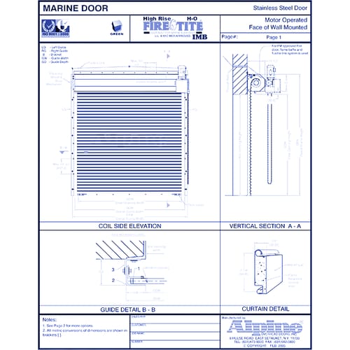 Auto High Rise H-O Fire-Tite® Face Mounted to Steel: Motor Operation