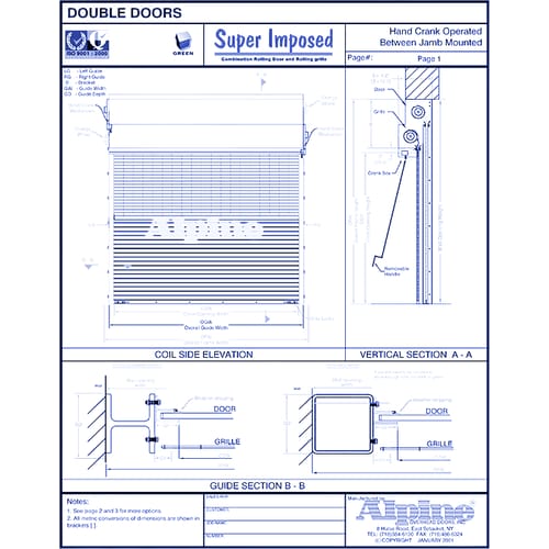 Super-Imposed Between Jamb Mounted (I-Beam): Hand Crank Operation