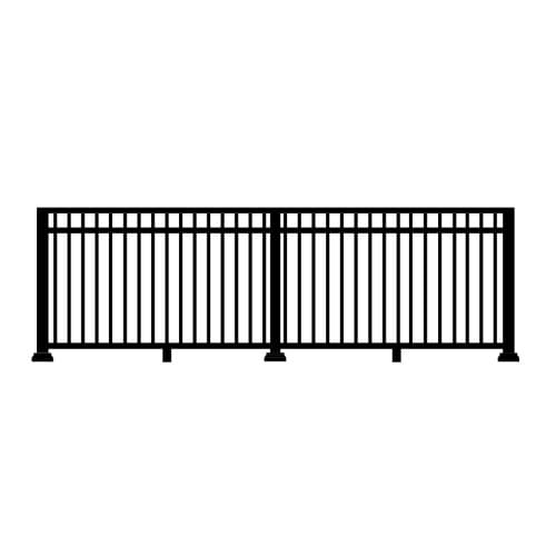 Picket with Mid Rail: Continuous Top Rail