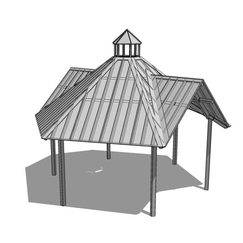 Steel Structure: Grand Haven Hexagon – Six Sided Gable Roof Park Shelter