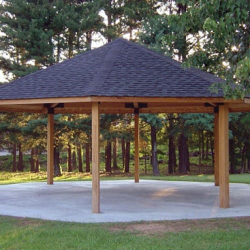 Octagon – Eight Sided Wood Truss Shelter, Hip Roof