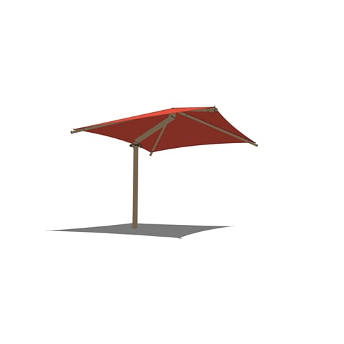 Offset Single Post Pyramid Shade System - 12' x 12'