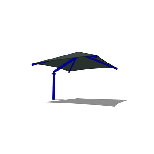 Offset Single Post Pyramid Shade System - 18' x 18'