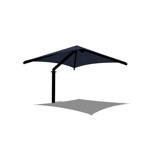 Offset Single Post Pyramid Shade System - 20' x 20'