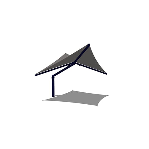 Offset Single Post Hypar Shade System - 20' x 20'