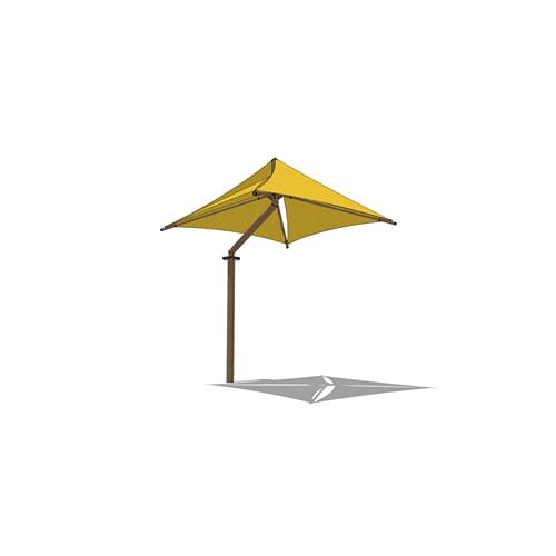 Multi-Panel Offset Single Post Shade System - 10' x 10'