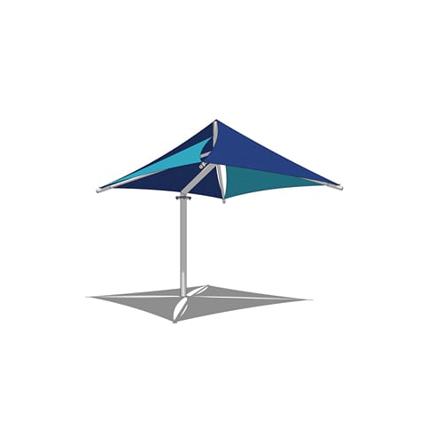 Multi-Panel Offset Single Post Shade System - 12' x 12'