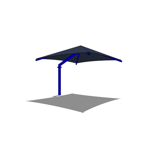 Offset Single Post Pyramid Shade System - 16' x 16'