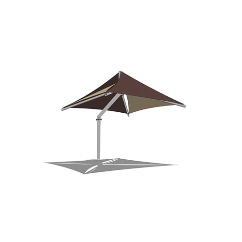 Multi-Panel Offset Single Post Shade System - 16' x 16'