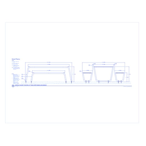 Paperclip Table w/ Backless Bench (PPC4-2-G2)