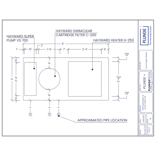 Premium Precast Plunge Plus Pool: Equipment Layout