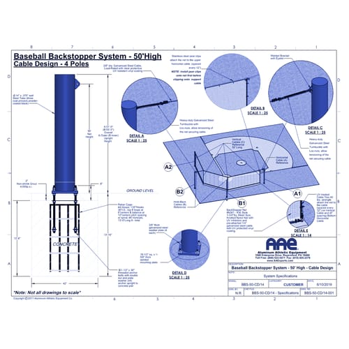 BallStopper Backstop Netting - 50' Cable Design (BBS-50-CD/14)