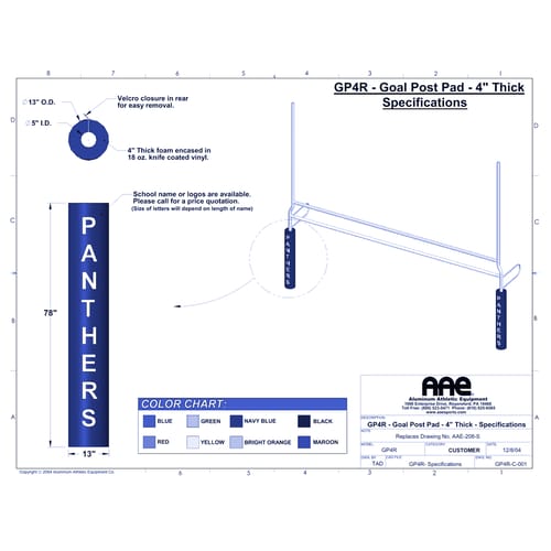 Football Goal Post Pads - 4" Post Diameter (GP4R)