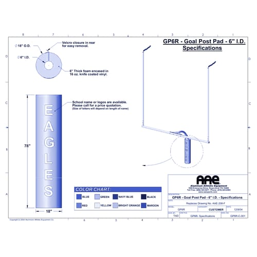 Football Goal Post Pads - 6" Post Diameter (GP6R)