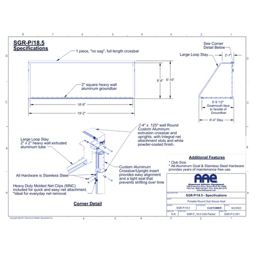 18'-6" Club Soccer Goal (SGR-P-18.5)