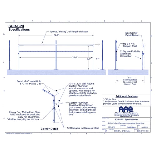 EUROPA-BOX Semi-Permanent International Soccer Goals (SGR-SP-I)