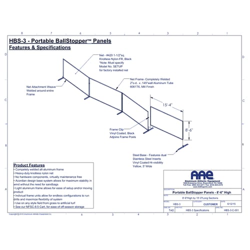BallStopper Sports Netting - 8'-6" Portable (HBS-3)
