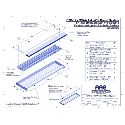 8" Take-Off Board System with Foul Strip (CTB-12)